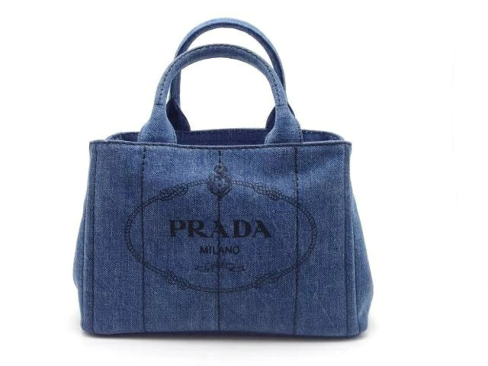 Prada Canapa Handbag Denim Blue